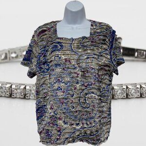 Alfred Dunner-Women's Petite Large Pullover Top Light Weight Square Neckline